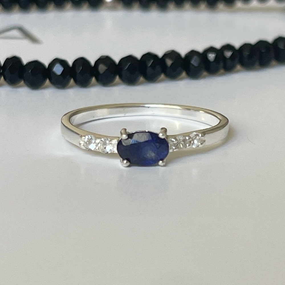 Natural Blue Sapphire Ring: 925 Sterling Silver, “Royal Delicacies” US 5-9